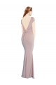 Cap Sleeves Boat Neck Stretch Crepe Dusty Pink Long Formal Evening Dress Canada for Sale