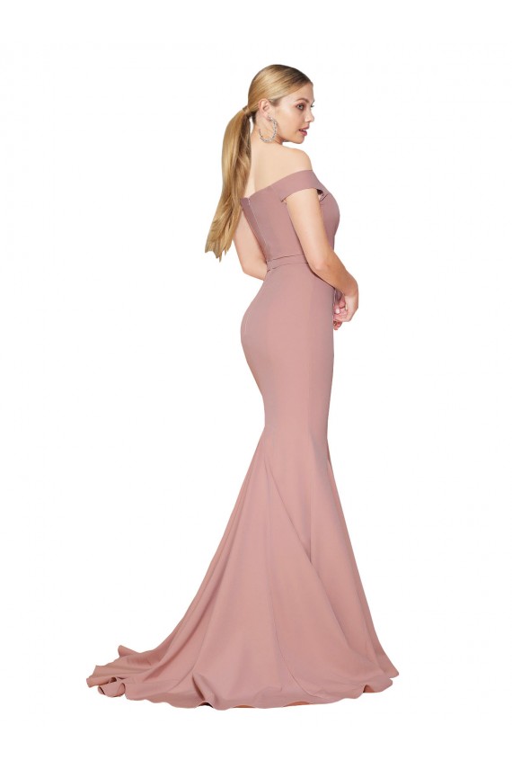 Sleeveless High Neck Stretch Crepe Dusty Pink Mermaid Sweep Train Formal Evening Dress Canada for Sale