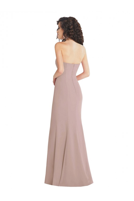 Sleeveless Strapless Stretch Crepe Dusty Pink Long Formal Dress Canada for Sale