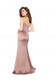 Sleeveless V-Neck Silky Satin Dusty Pink Long Black Tie Evening Dress Canada for Sale