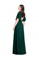 Bell Sleeves Bateau Neck Soft Chiffon Ever Green Long Semi Formal Evening Dress Canada for Sale