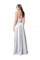 Sleeveless Halter Neck Silky Satin Fog Long Formal Evening Dress Canada for Sale