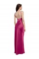 Sleeveless V-Neck Stretch Satin Fuchsia Long Formal Evening Dress Canada for Sale