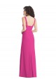 Sleeveless Square Neck Stretch Crepe Fuchsia Long Semi Formal Evening Dress Canada for Sale