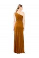Sleeveless One Shoulder Stretch Velvet Gold Long Formal Evening Dress Canada for Sale