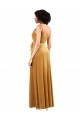 Sleeveless V-Neck Stretch Velvet Gold Long Black Tie Evening Dress Canada for Sale