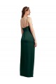 Sleeveless Square Neck Stretch Satin Hunter Long Formal Evening Dress Canada for Sale