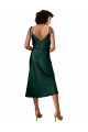 Sleeveless Cowl Neck Stretch Satin Hunter Midi Length Black Tie Evening Dress Canada for Sale