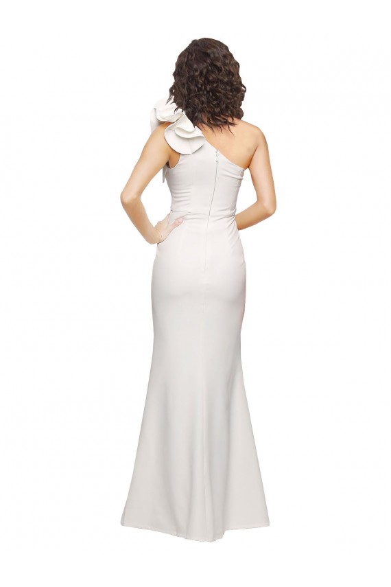 Sleeveless One Shoulder Stretch Crepe Ivory Long Formal Evening Dress Canada for Sale