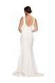 Sleeveless Square Neck Stretch Crepe Ivory Sweep Train Semi Formal Evening Dress Canada for Sale