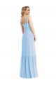 Sleeveless Sweetheart Soft Chiffon Light Sky Blue Long Semi Formal Evening Dress Canada for Sale