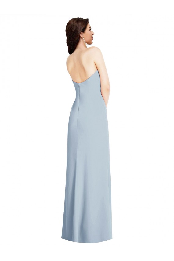 Sleeveless Strapless Stretch Crepe Light Sky Blue Long Formal Evening Dress Canada for Sale
