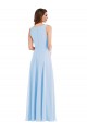 Sleeveless V-Neck Soft Chiffon Light Sky Blue Long Semi Formal Evening Dress Canada for Sale