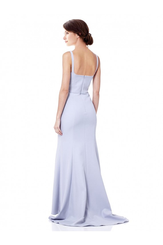Sleeveless High Neck Stretch Crepe Light Sky Blue Long Evening Dress Canada for Sale