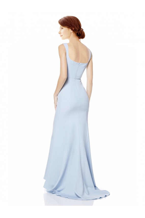 Sleeveless High Neck Stretch Crepe Light Sky Blue Mermaid Long Formal Dress Canada for Sale