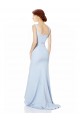 Sleeveless High Neck Stretch Crepe Light Sky Blue Mermaid Long Formal Dress Canada for Sale