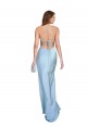 Sleeveless Cowl Neck Silky Satin Light Sky Blue Long Formal Evening Dress Canada for Sale