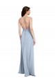 Sleeveless High Neck Stretch Crepe Light Sky Blue Sheath Long Formal Evening Dress Canada for Sale