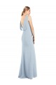 Sleeveless Bateau Neck Stretch Crepe Light Sky Blue Long Semi Formal Evening Dress Canada for Sale