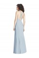 Sleeveless Halter Neck Stretch Crepe Light Sky Blue Long Evening Gown Canada for Sale