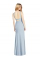 Sleeveless High Neck Stretch Crepe Light Sky Blue Long Formal Evening Gown Canada for Sale