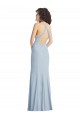 Sleeveless High Neck Stretch Crepe Light Sky Blue Long Formal Evening Dress Canada for Sale