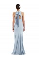 Sleeveless Jewel Neck Stretch Crepe Light Sky Blue Long Formal Evening Dress Canada for Sale
