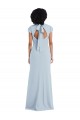 Cap Sleeves Jewel Neck Stretch Crepe Light Sky Blue Long Semi Formal Evening Dress Canada for Sale