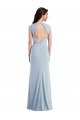 Cap Sleeves Stretch Crepe Light Sky Blue Long Formal Evening Dress Canada for Sale