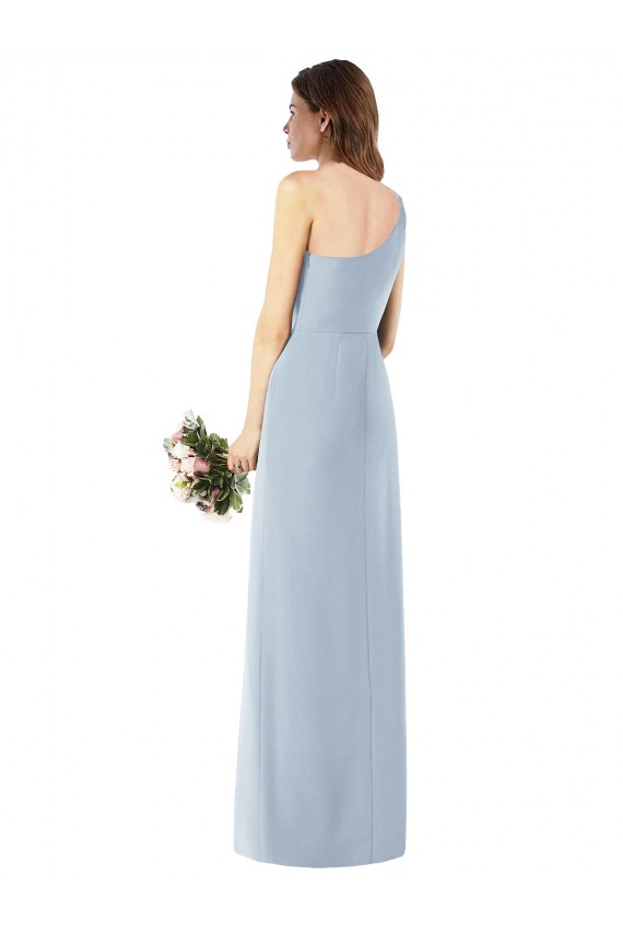 Sleeveless One Shoulder Stretch Crepe Light Sky Blue Long Semi Formal Evening Dress Canada for Sale