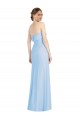 Sleeveless Strapless Soft Chiffon Light Sky Blue Long Black Tie Evening Dress Canada for Sale