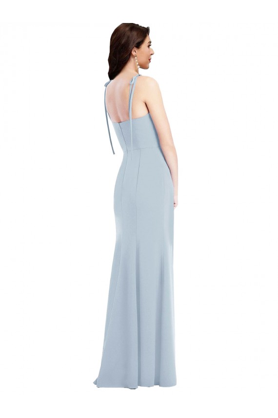 Sleeveless Strapless Stretch Crepe Light Sky Blue Long Evening Gowns Canada for Sale
