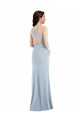 Sleeveless V-Neck Stretch Crepe Light Sky Blue Long Evening Gown Canada for Sale