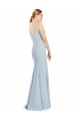 Sleeveless V-Neck Stretch Crepe Light Sky Blue Long Evening Dress Canada for Sale