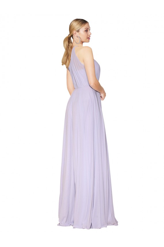 Sleeveless High Neck Soft Chiffon Lilac Long Formal Evening Dress Canada for Sale