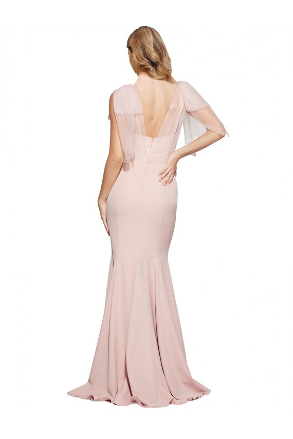 Sleeveless Sweetheart Stretch Crepe & Tulle Mauve Long Formal Dress Canada for Sale