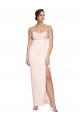 Sleeveless Cowl Neck Stretch Satin Long Formal Evening Dress Canada for Sale