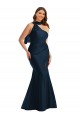 Sleeveless Halter Neck Silky Satin Dark Navy Long Formal Plus Size Evening Dress Canada for Sale