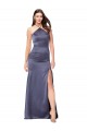 Sleeveless Halter Neck Silky Satin Dusk Long Formal Evening Dress Canada for Sale