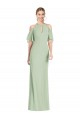 Cold Shoulder Halter Neck Soft Chiffon Sage Long Semi Formal Evening Dress Canada for Sale