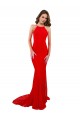 Sleeveless High Neck Lace Red Long Evening Dress Canada for Sale