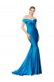 Sleeveless High Neck Satin Peacock Blue Long Formal Evening Dress Canada for Sale