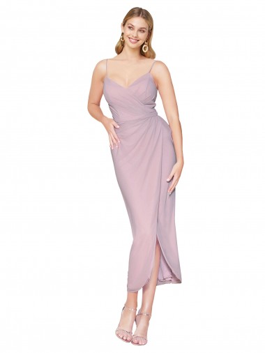 Sleeveless High Neck Soft Chiffon Primrose Knee Length High Low Evening Dress Canada for Sale