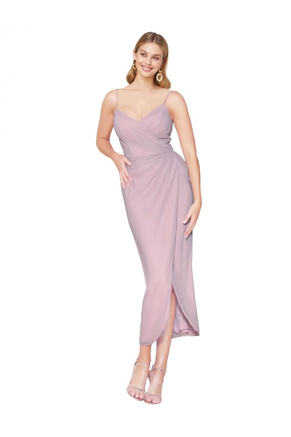 Sleeveless High Neck Soft Chiffon Primrose Knee Length High Low Evening Dress Canada for Sale