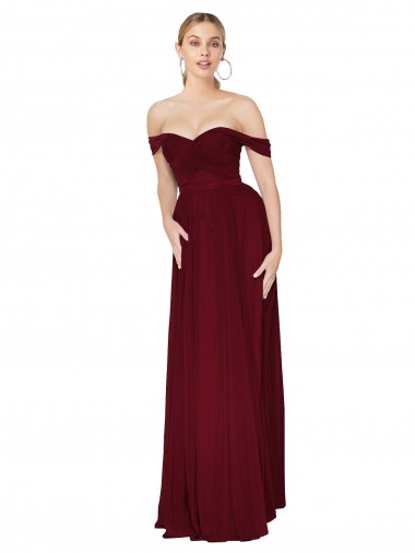 Sleeveless High Neck Soft Chiffon Burgundy Mermaid Long Formal Dress Canada for Sale
