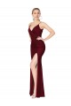 Sleeveless High Neck Soft Chiffon Burgundy Mermaid Long Formal Evening Dress Canada for Sale