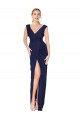 Sleeveless High Neck Soft Chiffon Dark Navy Long Formal Evening Dress Canada for Sale