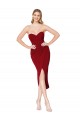 Sleeveless High Neck Stretch Crepe Burgundy Knee Length High Low Evening Dress Canada for Sale