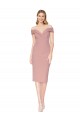 Sleeveless High Neck Stretch Crepe Dusty Pink Knee Length Black Tie Evening Dress Canada for Sale