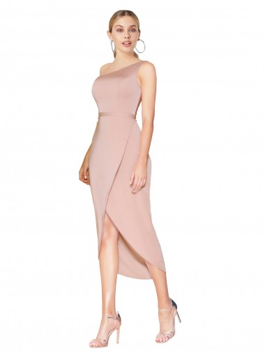 Sleeveless High Neck Stretch Crepe Mauve Knee Length Formal Dress Canada for Sale